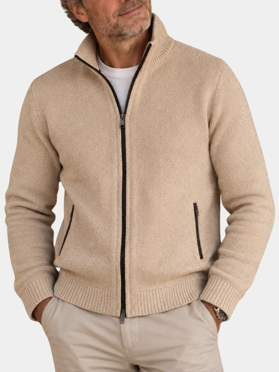 Men's Textured Knit Zip Jacket