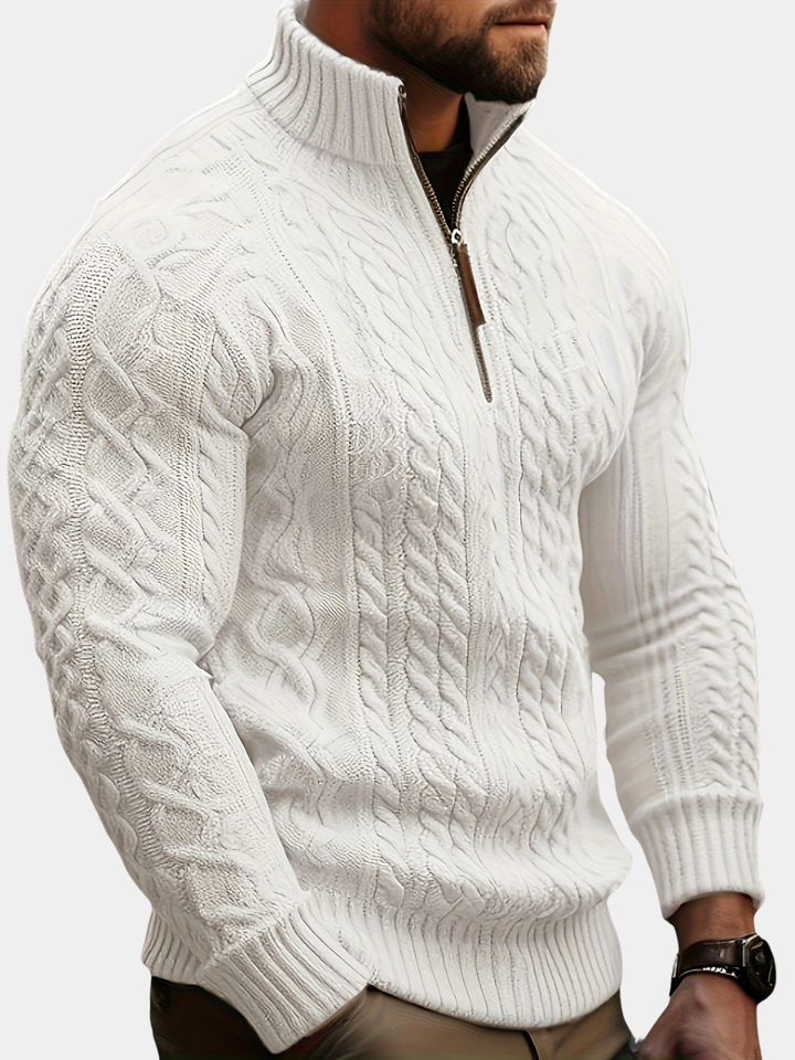 Men's Cable Knit Half Zip Sweater