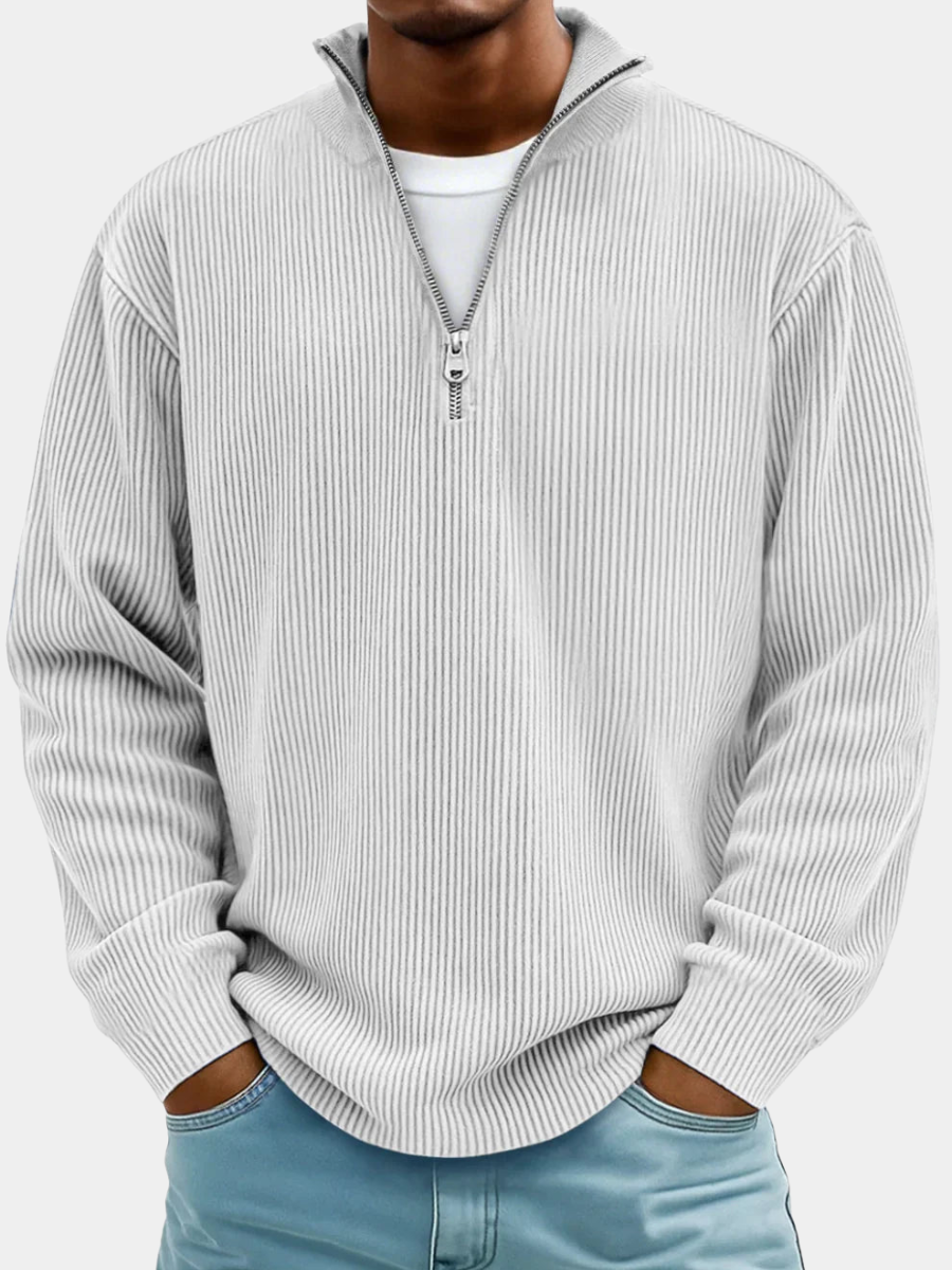 Men's Ribbed Zip Neck Sweater