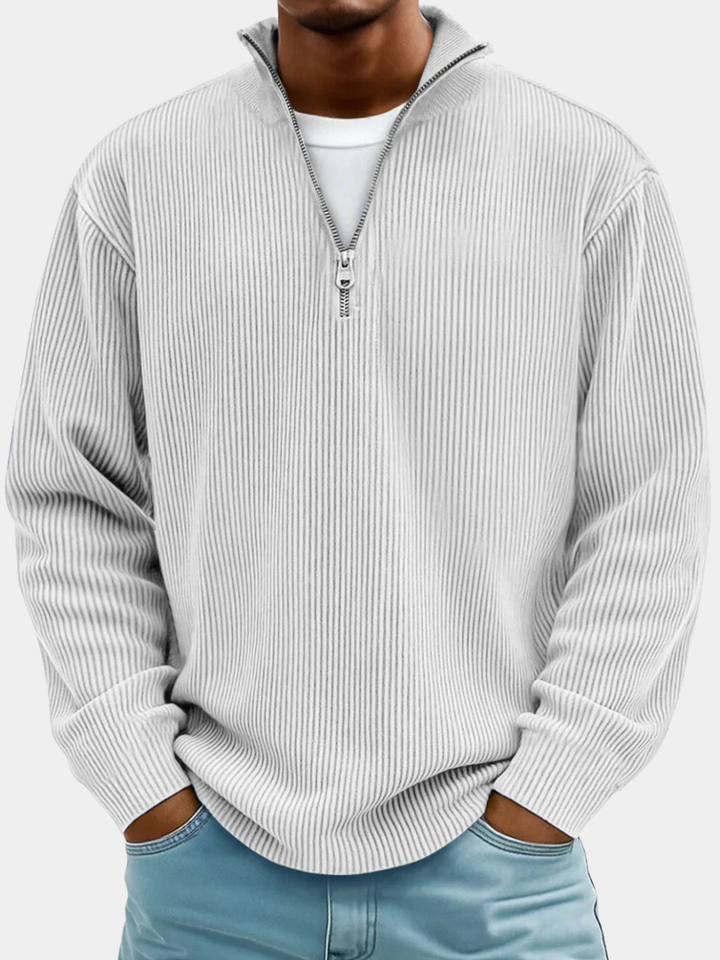 Men's Ribbed Zip Neck Sweater