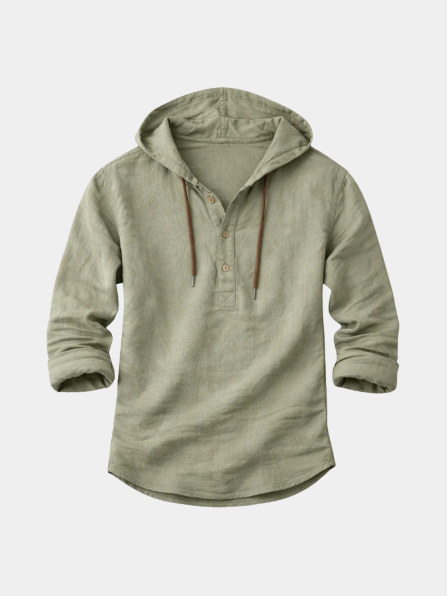 Men's Linen Blend Hoodie Shirt