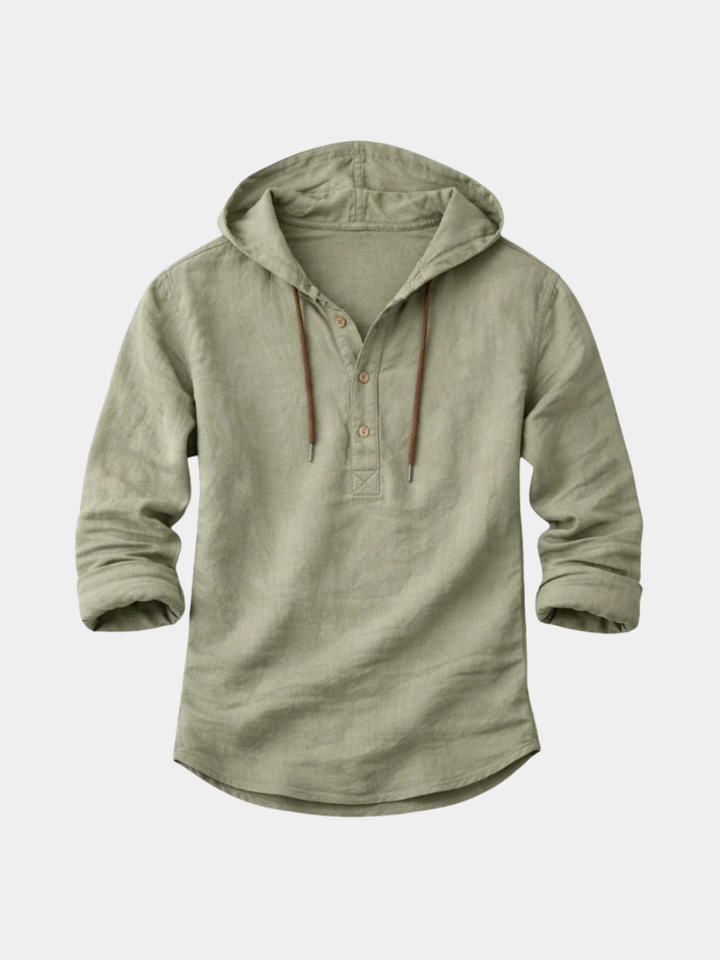 Men's Linen Blend Hoodie Shirt