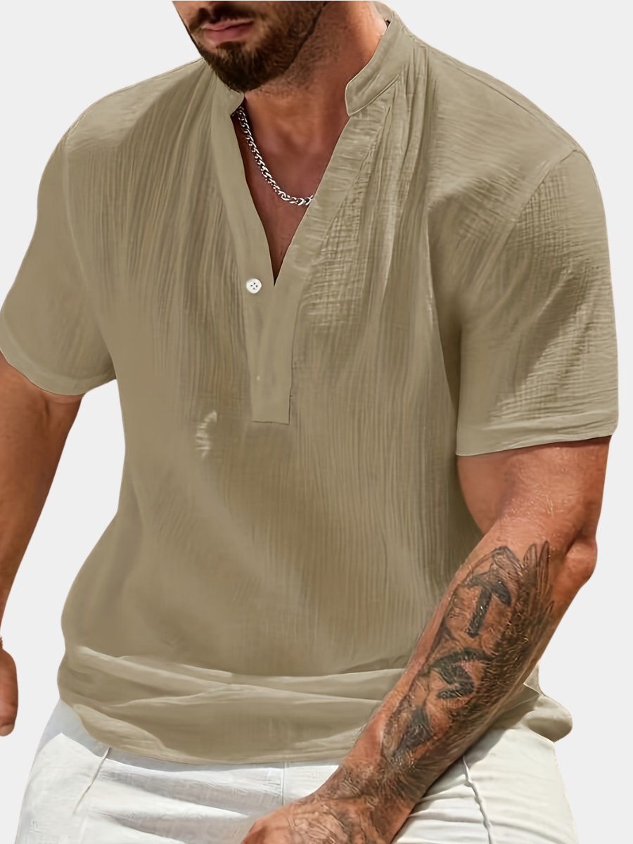 Men's Linen V-Neck Shirt