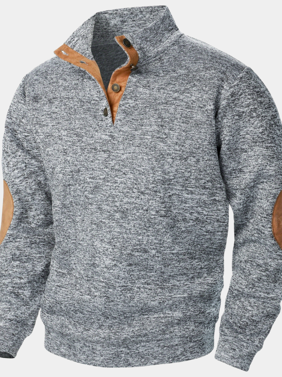 Men's Stand Collar Button Knit Sweatshirt