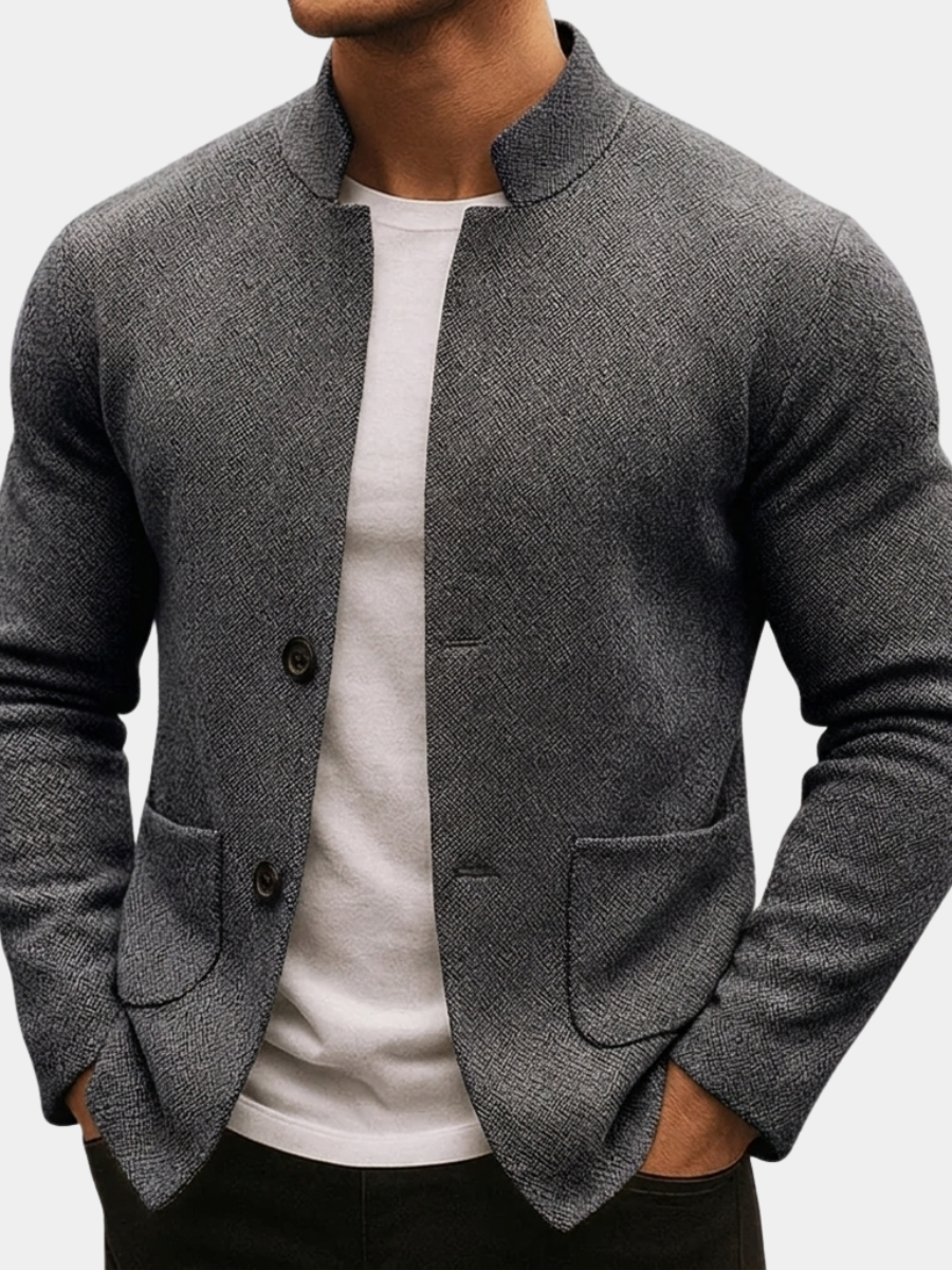 Men's Textured Knit Button Jacket