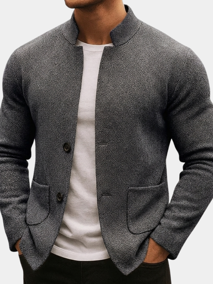 Men's Textured Knit Button Jacket