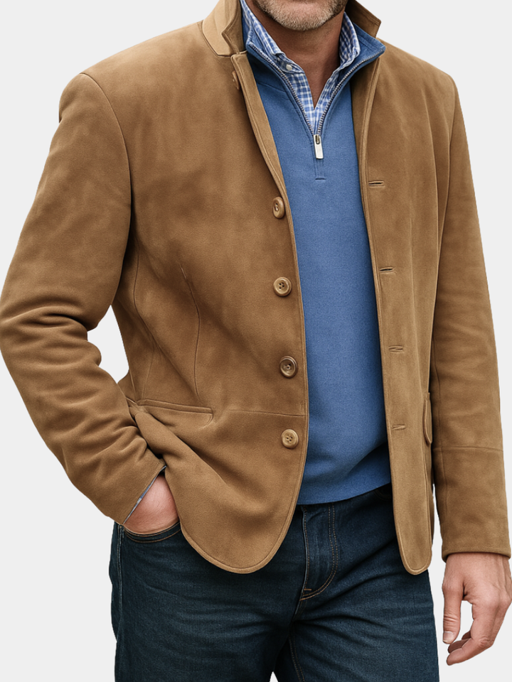 Men's Suede Style Button Jacket