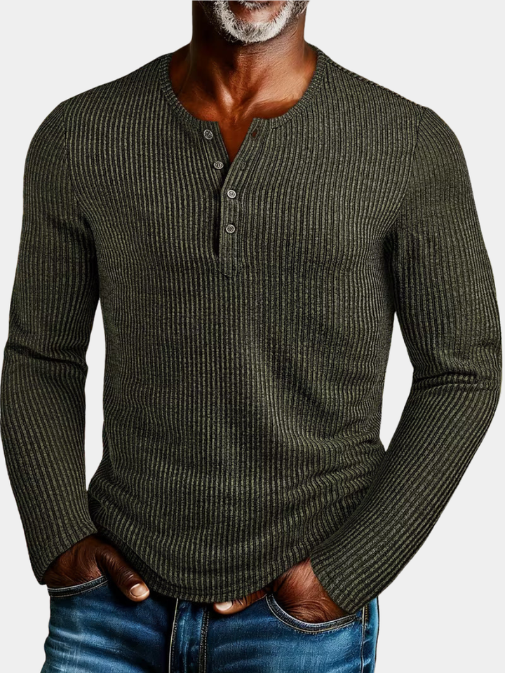 Men's Textured Knit Henley Shirt