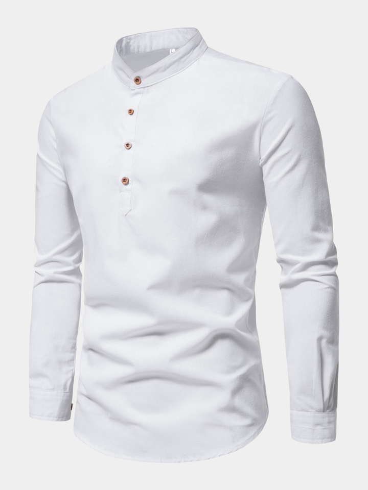 Men's Stand Collar Cotton Shirt