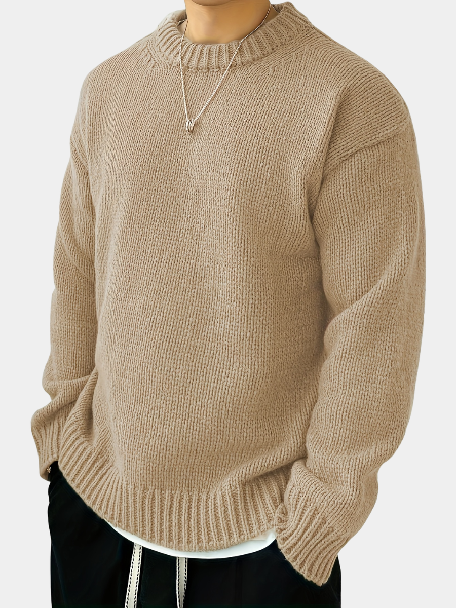Men's Solid Knit Crewneck Sweater