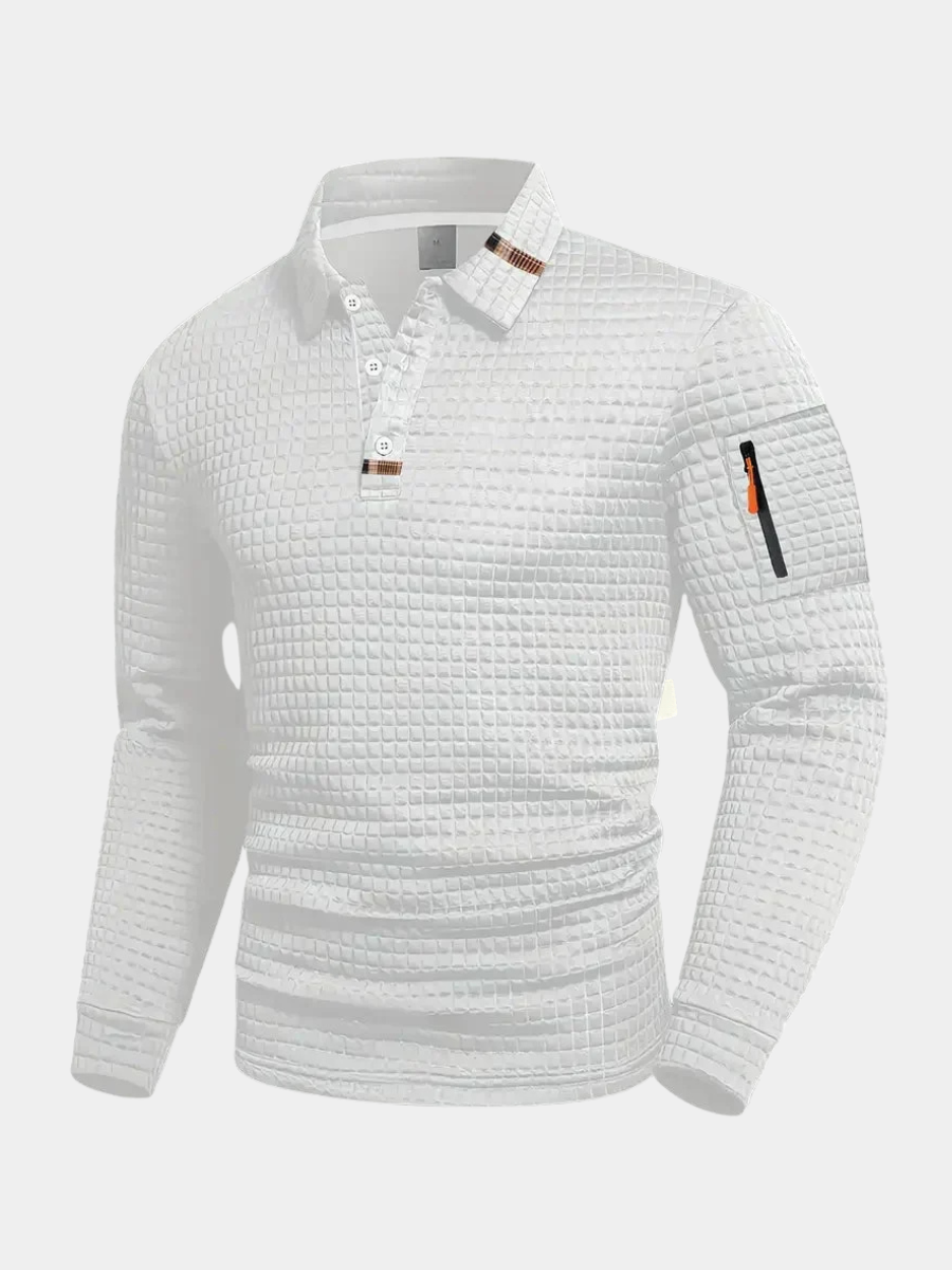 Men's Waffle Knit Polo Shirt