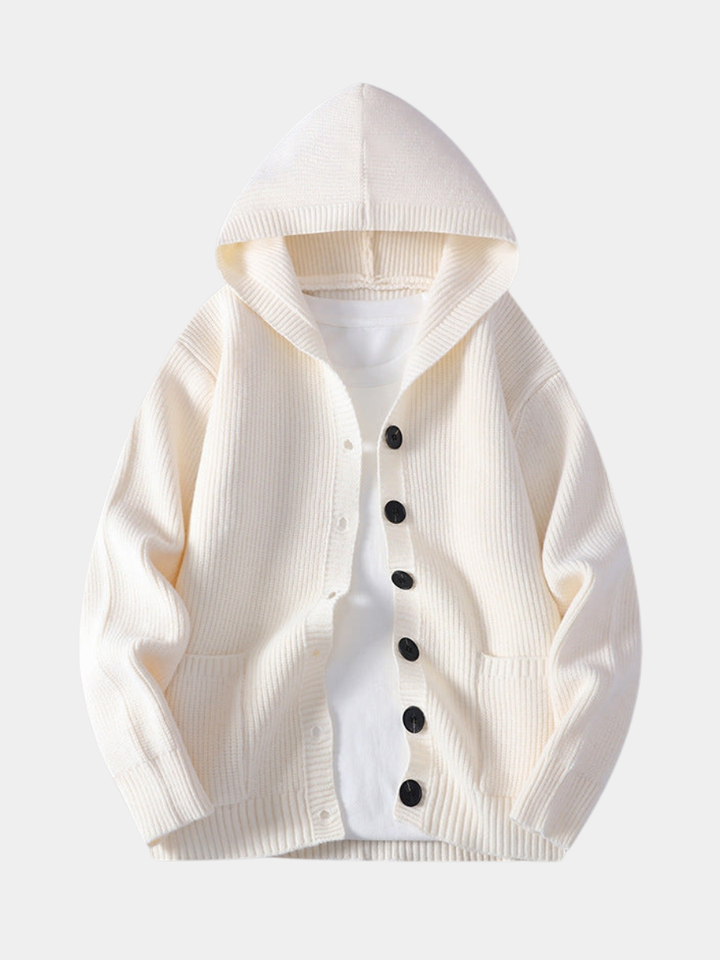 Men's Hooded Textured Cardigan