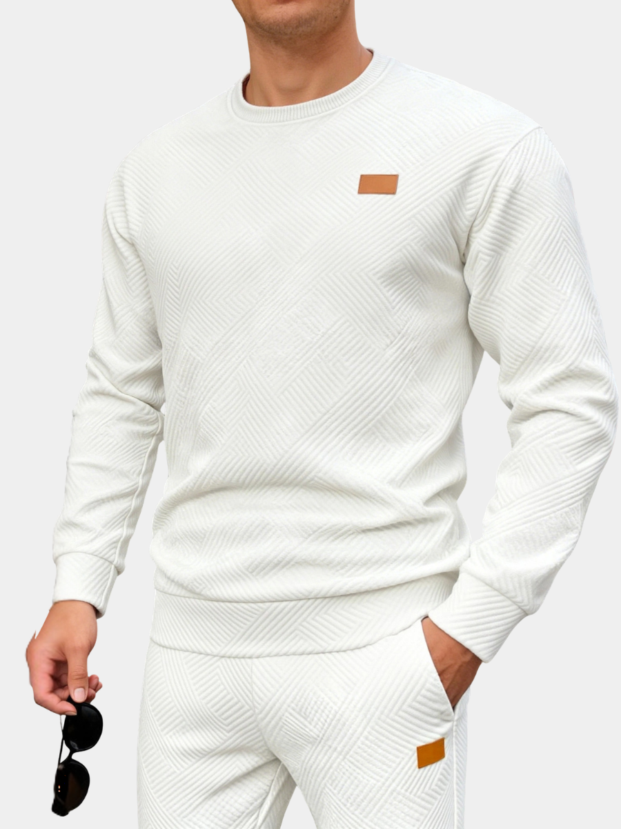 Men's Geometric Jacquard Crew Neck Sweatshirt