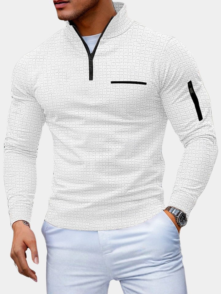 Men's Color Block Quarter Zip Sweater
