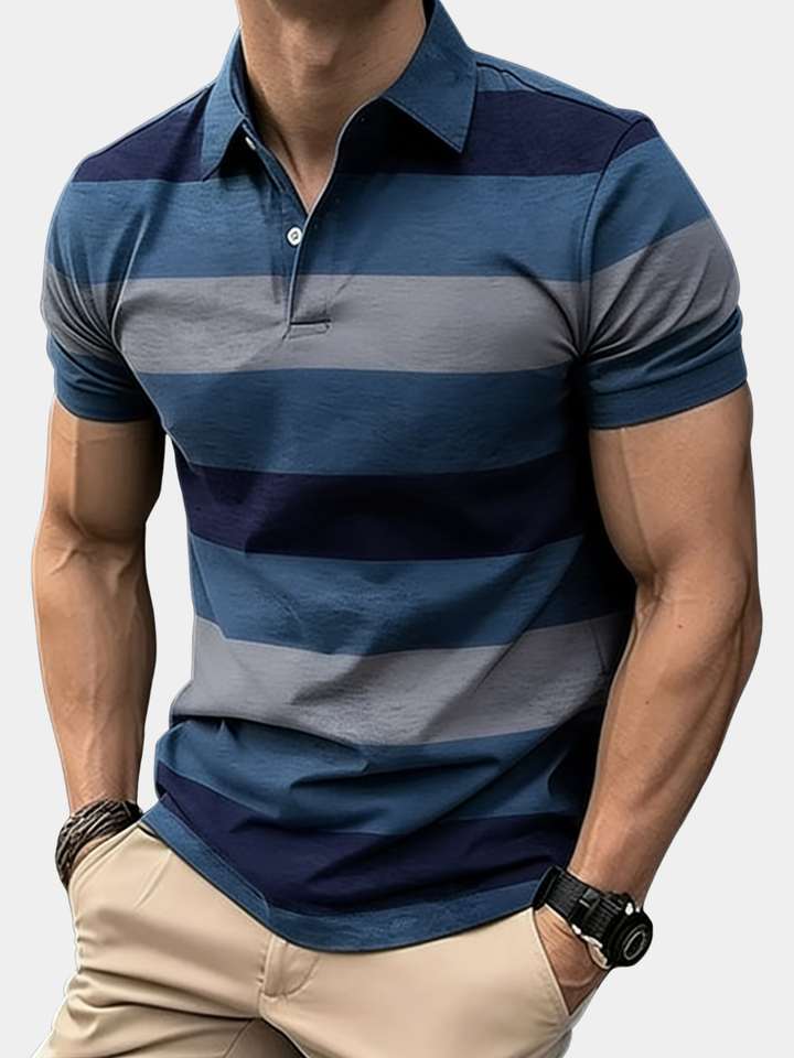 Men's Striped Collar Polo Shirt