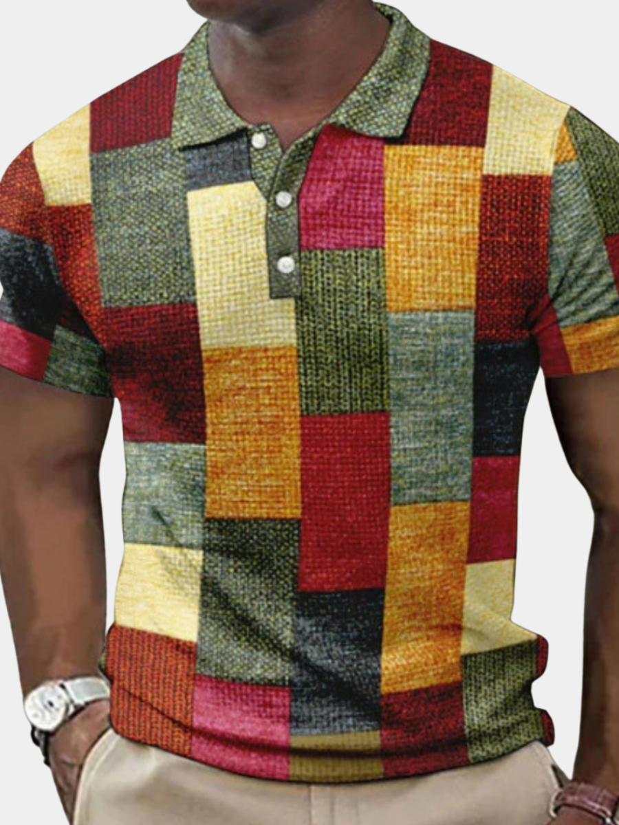 Men's Patchwork Polo Shirt