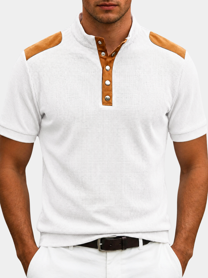 Men's Contrast Panel Henley Shirt