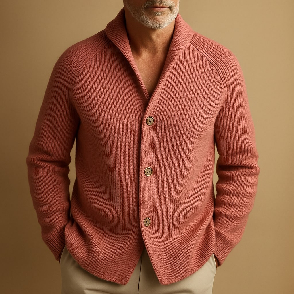 Men's Silvoro - Ribbed Wool Cardigan