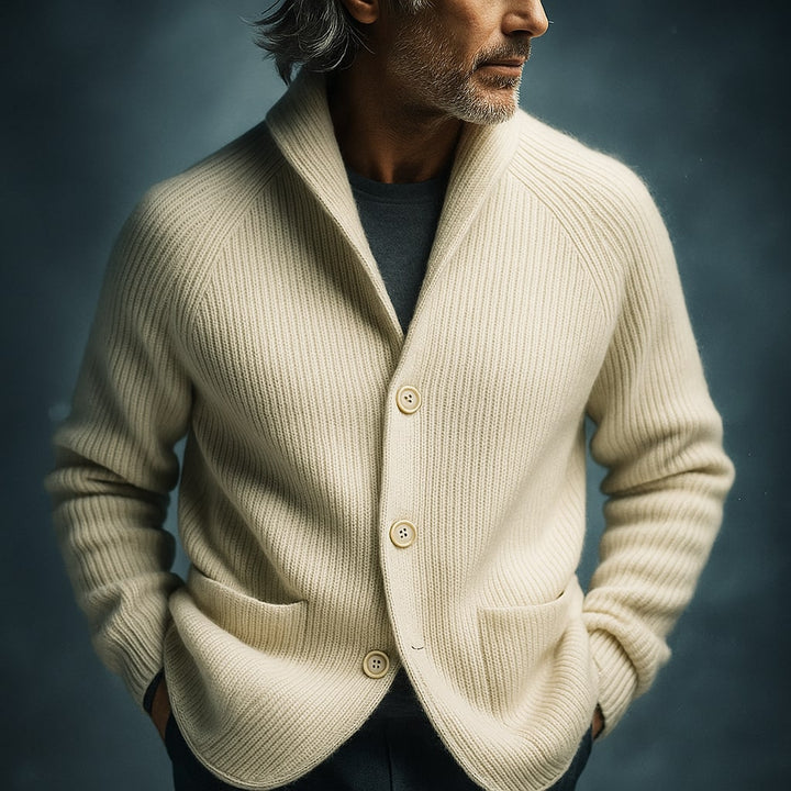 Men's Silvoro - Ribbed Wool Cardigan