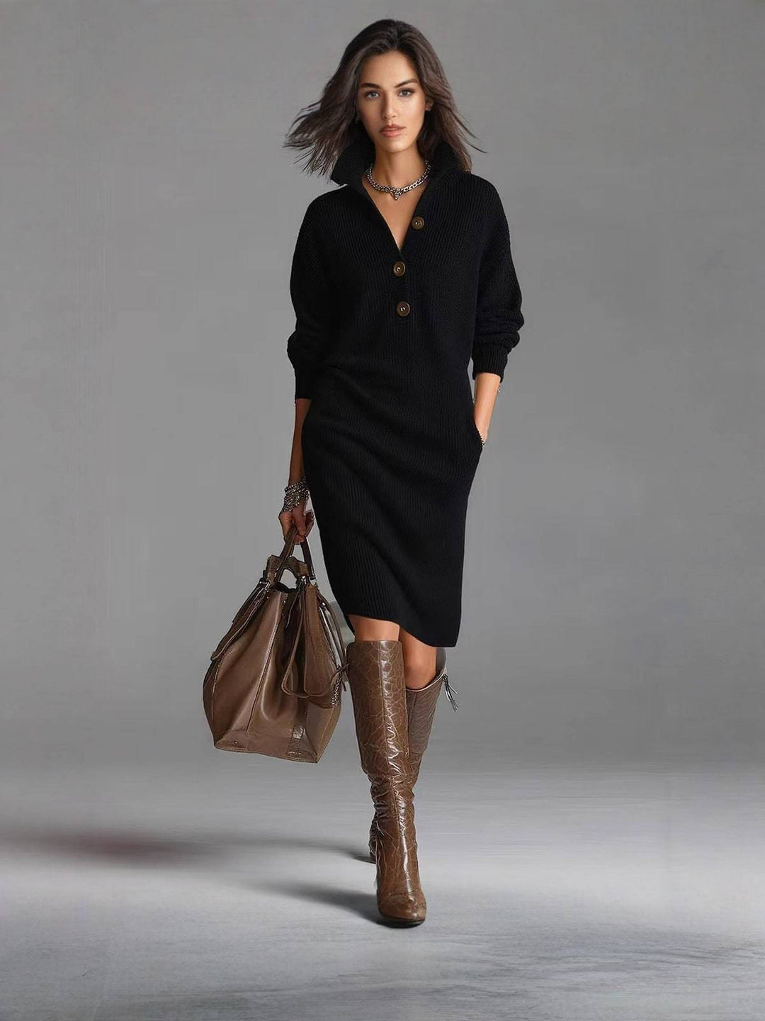 Marlowe | Relaxed Button-Up Sweater Dress