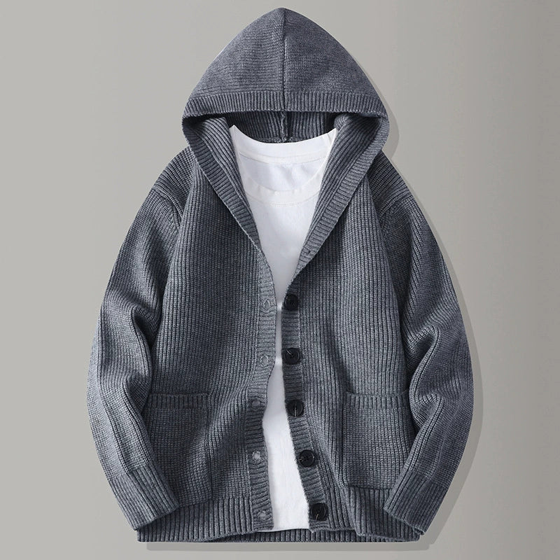 Men's Hooded Textured Cardigan