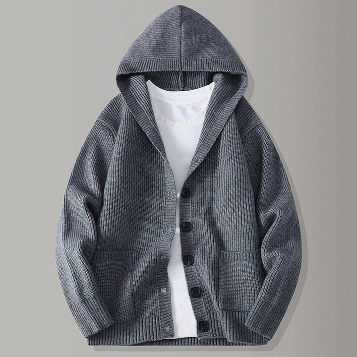 Men's Hooded Textured Cardigan