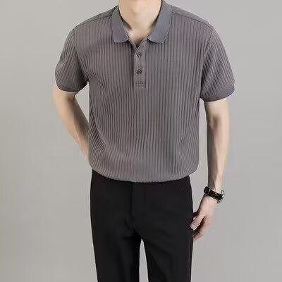 Men's Textured Cotton Polo Shirt