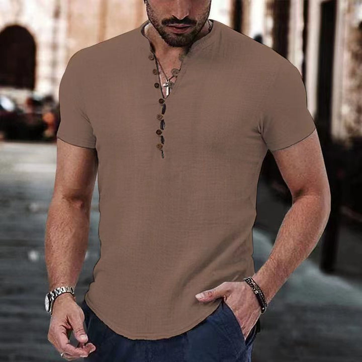 Men's Cotton Mao Collar Shirt
