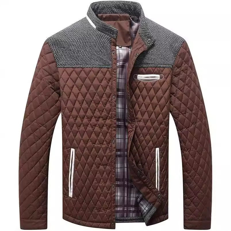 Men's Color Block Stand Collar Jacket