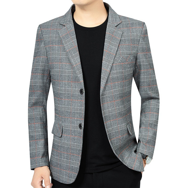 Men's Plaid Lapel Blazer