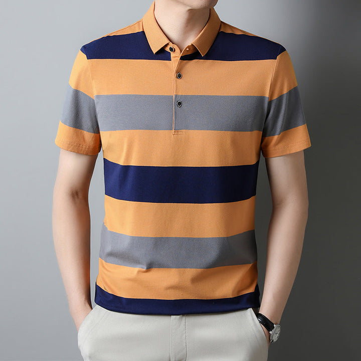 Men's Striped Collar Polo Shirt