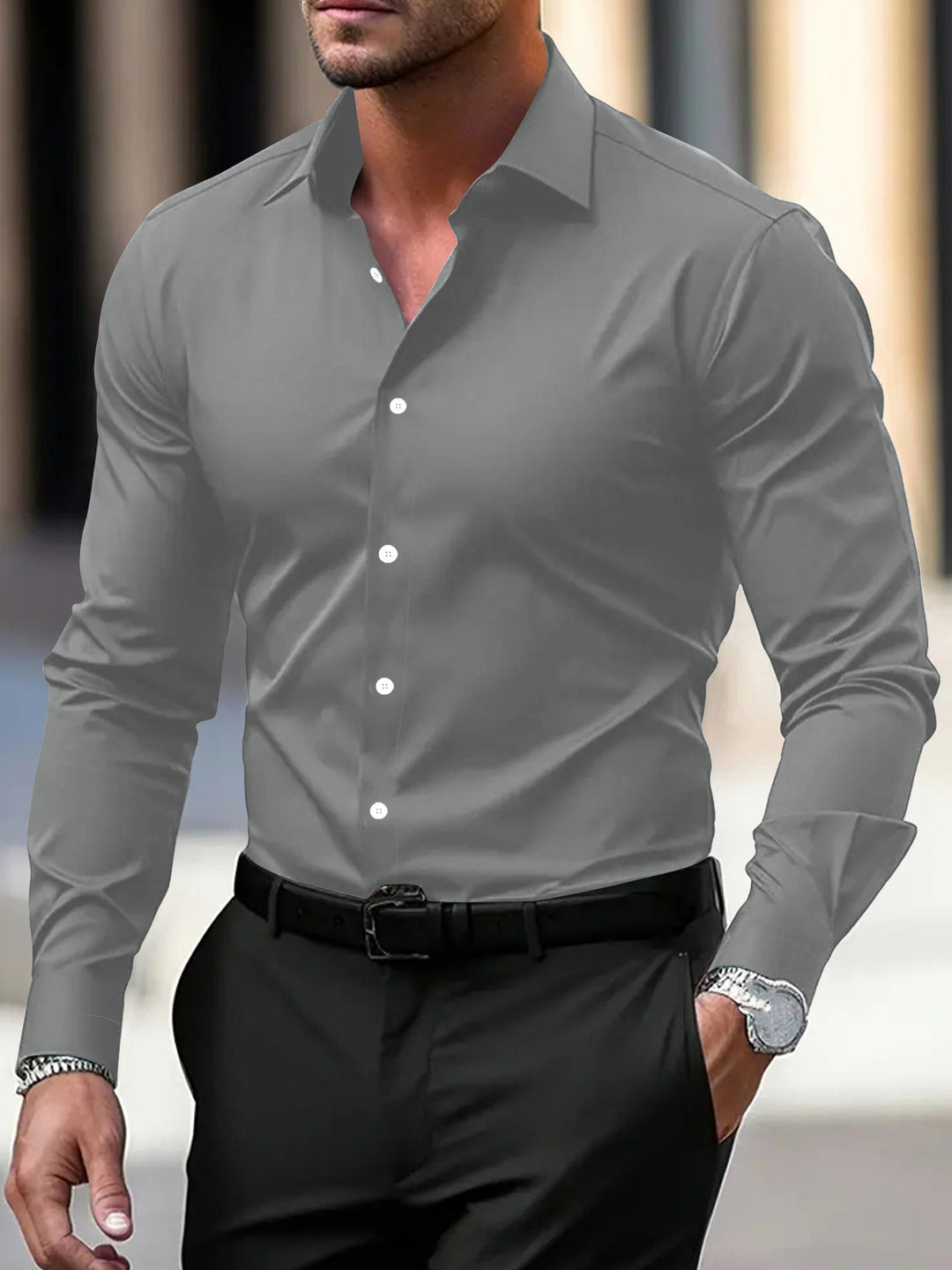 Men's Elastic Business Shirt