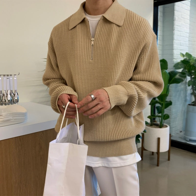 Men's Textured Zip Sweater