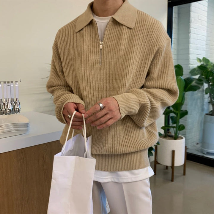 Men's Textured Zip Sweater