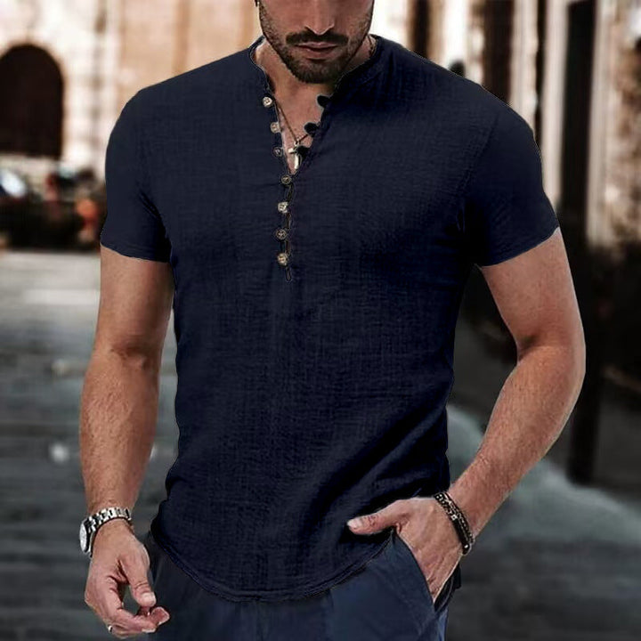 Men's Cotton Mao Collar Shirt