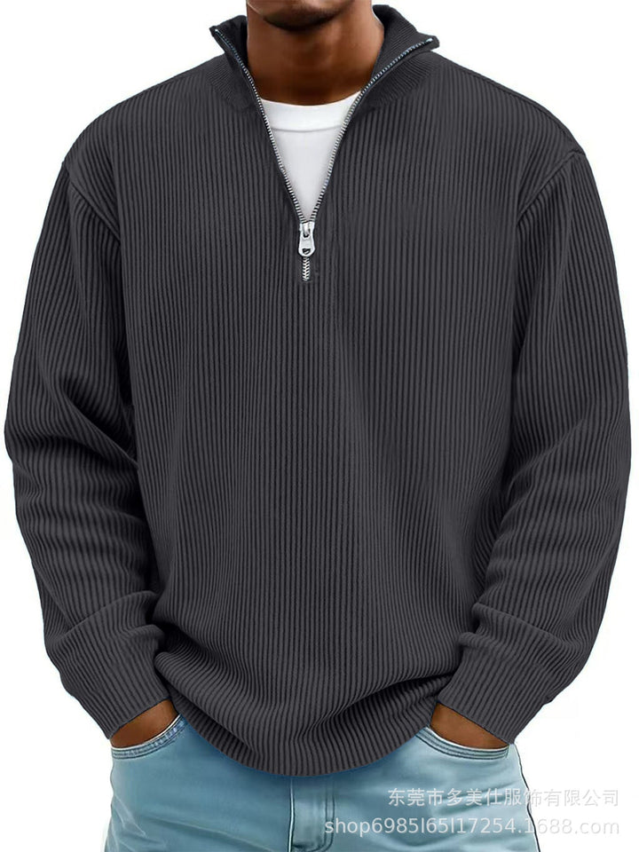 Men's Ribbed Zip Neck Sweater