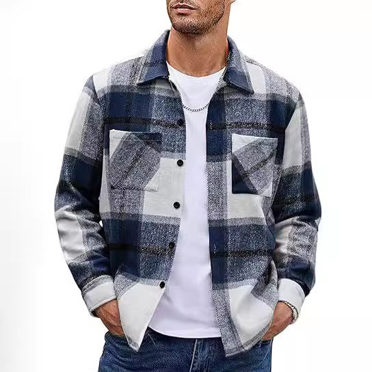 Men's Plaid Lapel Jacket