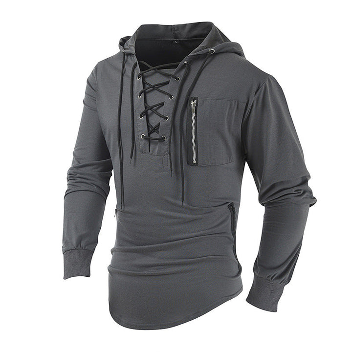 Men's Lace-Up Knit Hoodie