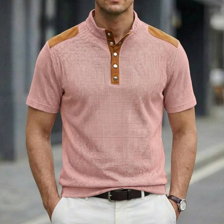Men's Contrast Panel Henley Shirt