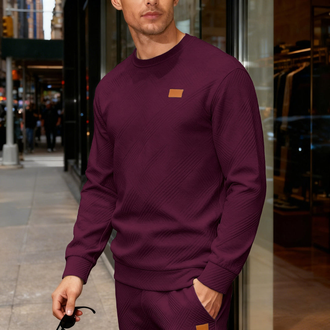 Men's Geometric Jacquard Crew Neck Sweatshirt