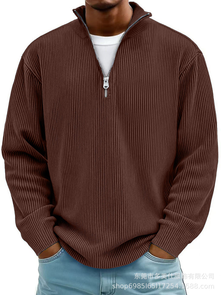 Men's Ribbed Zip Neck Sweater