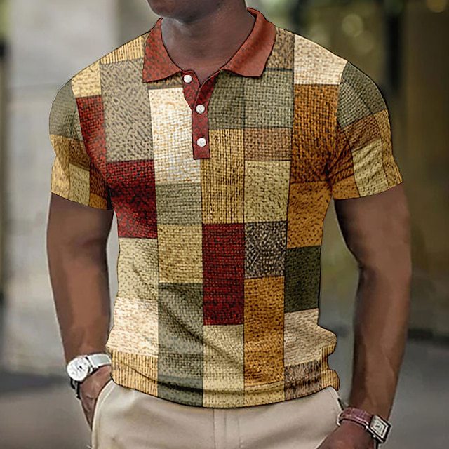 Men's Patchwork Polo Shirt