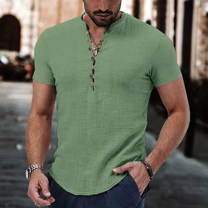 Men's Cotton Mao Collar Shirt