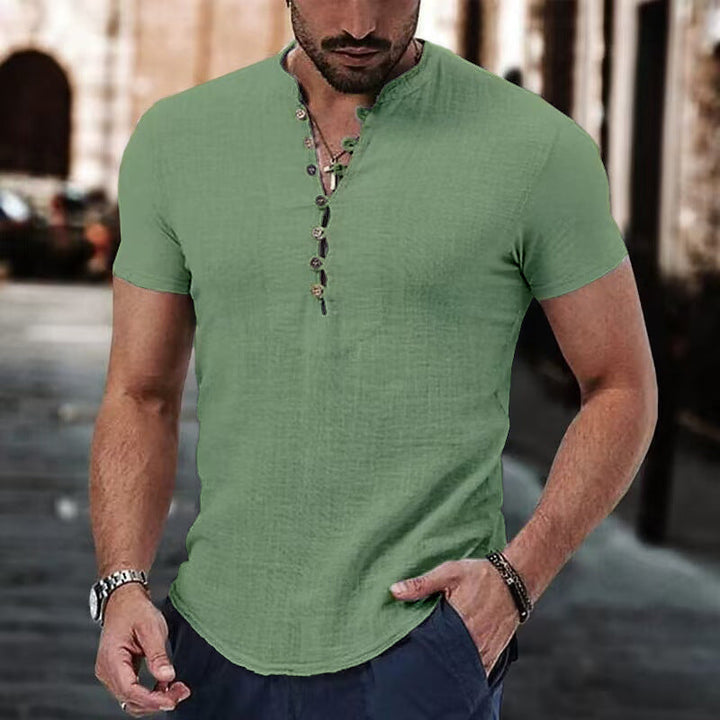 Men's Cotton Mao Collar Shirt