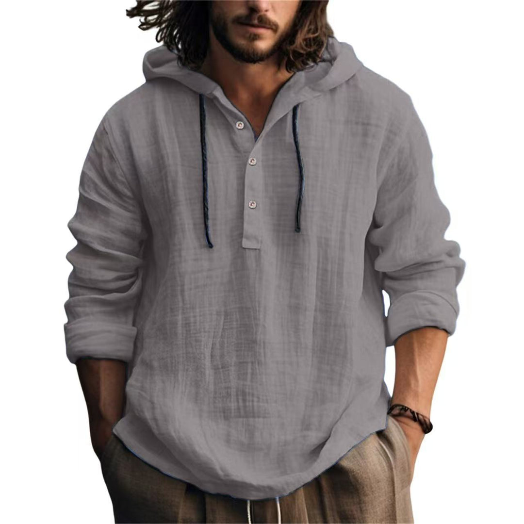 Men's Linen Blend Hoodie Shirt