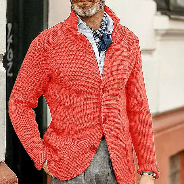 Men's Stand Collar Knit Cardigan