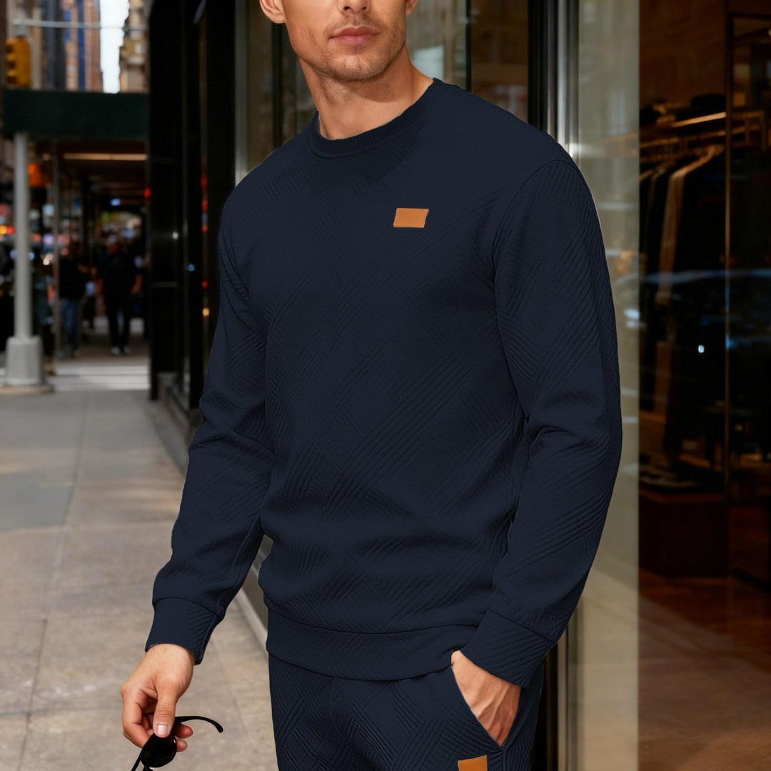 Men's Geometric Jacquard Crew Neck Sweatshirt