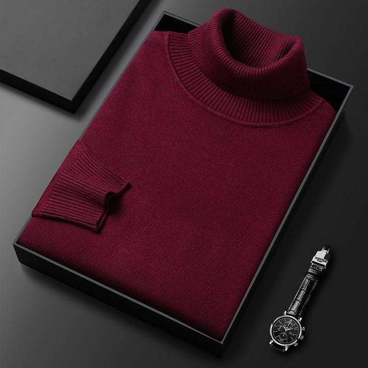 Men's Textured Turtleneck Knit Sweater