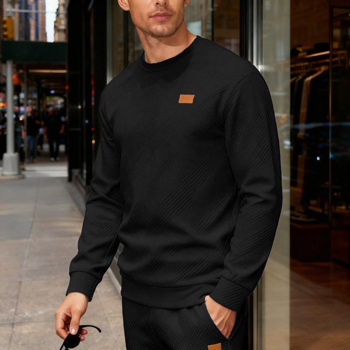 Men's Geometric Jacquard Crew Neck Sweatshirt