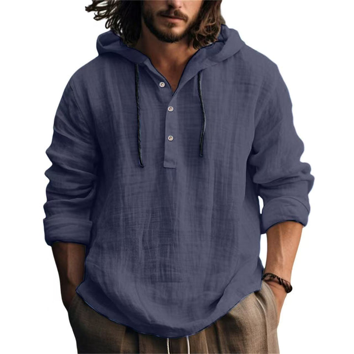 Men's Linen Blend Hoodie Shirt